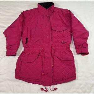 Eddie Bauer Signature Coat Womens Petite Size S Pink Goose Down Parka Vintage